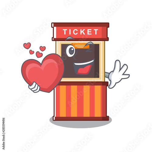 With heart ticket booth isolated with the cartoon