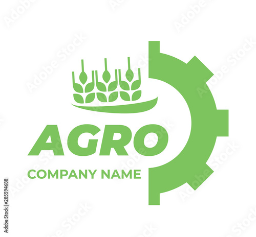 Logo template for agro company. Green vector isolated icon.