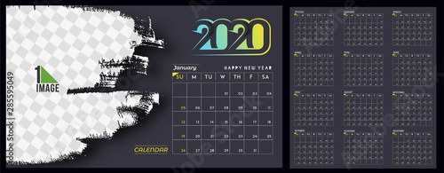 Happy new year 2020 Calendar - New Year Holiday design elements for holiday cards