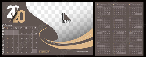 Happy new year 2020 Calendar - New Year Holiday design elements for holiday cards