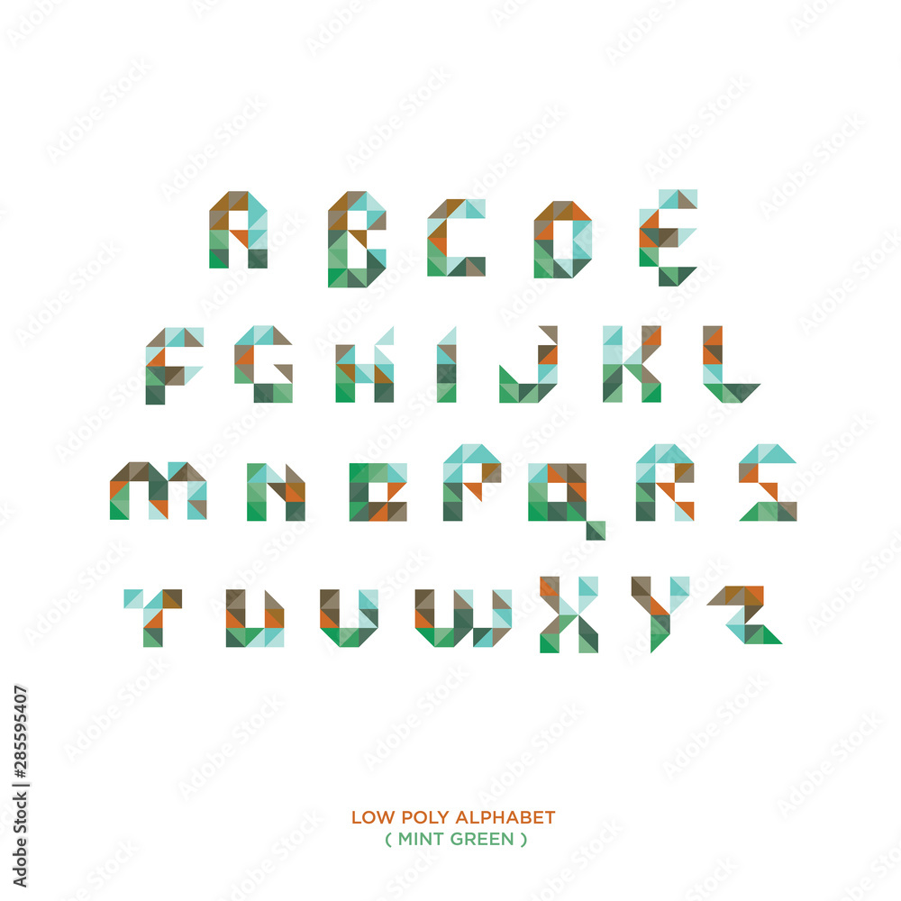 Low poly style alphabet vector set illustration