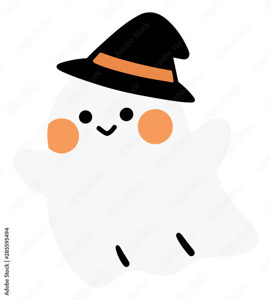 帽子を被った可愛いおばけ ハロウィン 帽子を被った可愛いおばけ ハロウィン