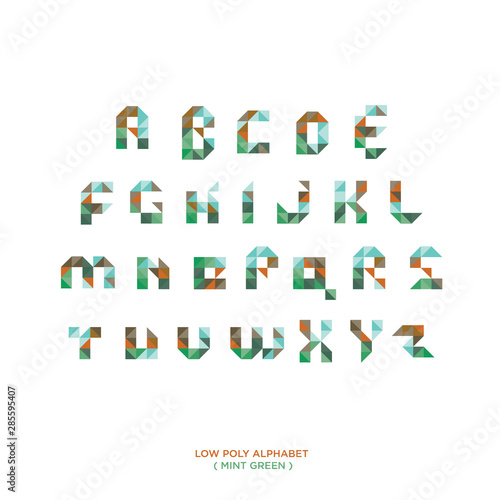Low poly style alphabet vector set illustration