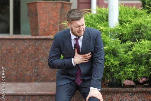 Businessman having panic at...