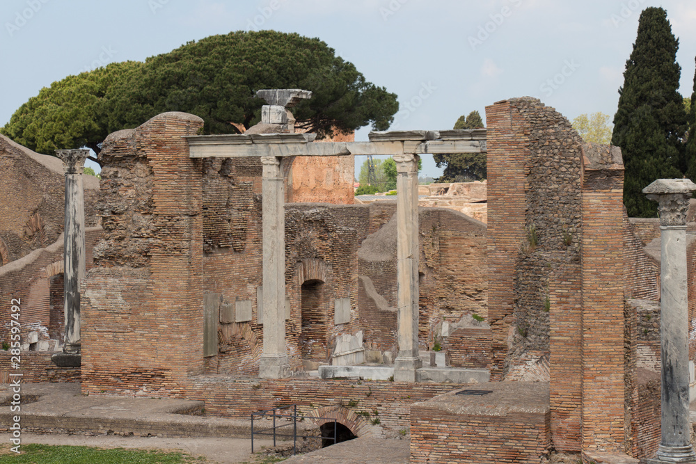 Terme del Foro in The Ancient Roman Port of Ostia Antica, Province of Rome, Lazio, Italy.
