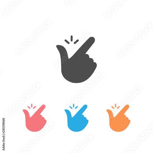 Snap finger like easy logo. concept of female or male make flicking fingers and popular gesturing. Abstract trend simple okey logotype graphic design isolated on white. Vector
