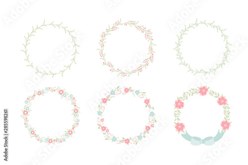 minimal sweet pastel wreath flowers frame collection set