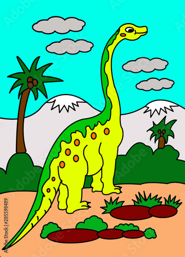 An Illustrated Cartoon of A Dinosaur © INDRANIL