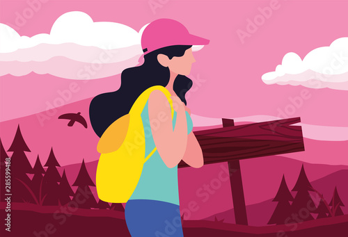 woman with backpack hiking wanderlust
