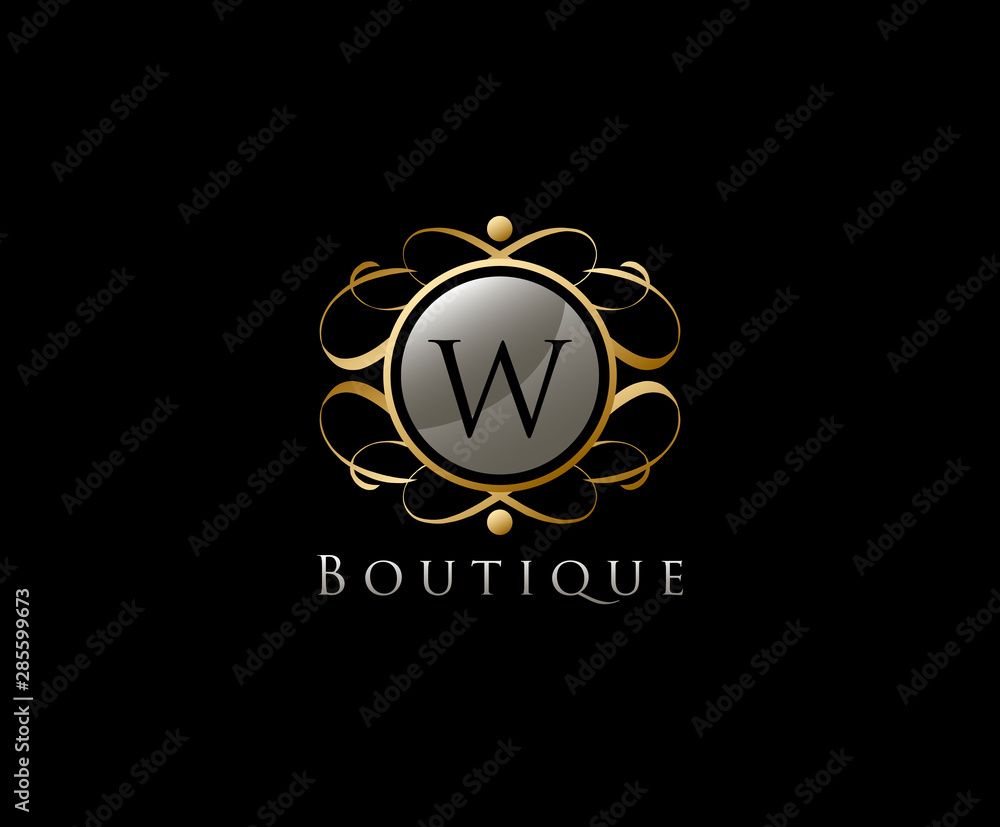 Royal Boutique Letter W Logo Icon in Gold Color. Royal Boutique Letter W Logo Icon in Gold Color.