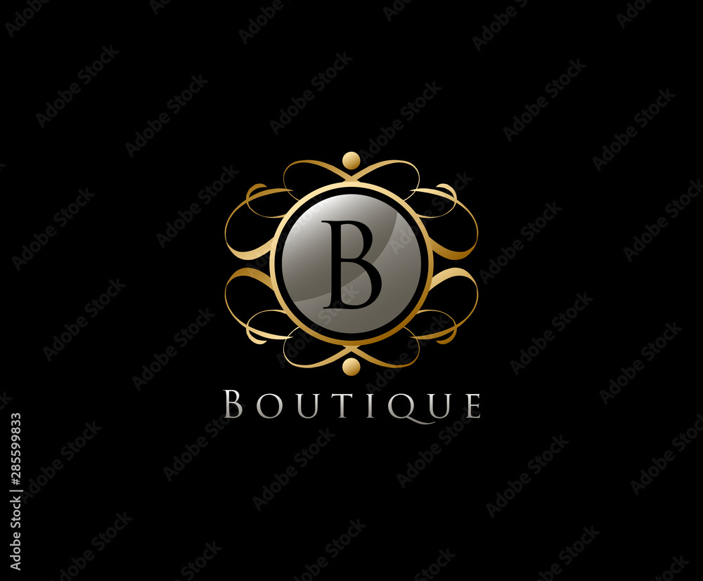 Naklejka premium Royal Boutique Letter B Logo Icon in Gold Color.