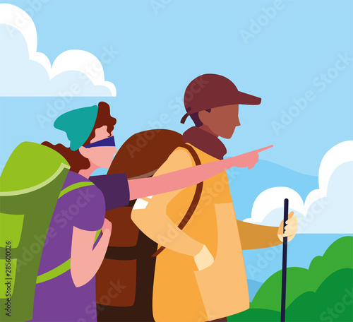 men with backpack hiking wanderlust