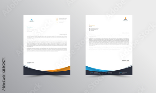 orange and blue Letterhead Design Template - vector