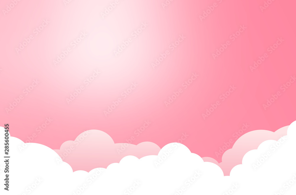 Abstract background Pink gradient and white Cloud for valentine Day. Use for design.