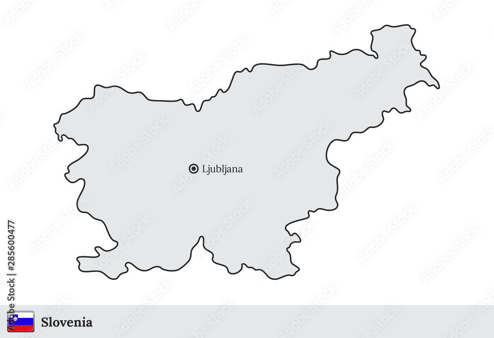 Slovenia vector map with the capital city of Ljubljana