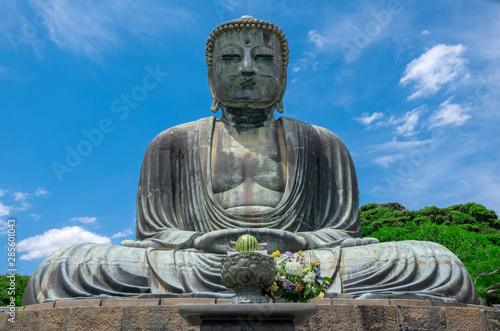 The Great Buddha of Kamakura Kanagawa,Japan. Originally housed in a hall that was destroyed twice in the 14th Century, the great Buddha at Kotoku-in Temple.