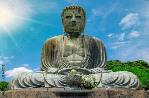 The Great Buddha of Kamakura Kanagawa,Japan. Originally housed in a hall that was destroyed twice in the 14th Century, the great Buddha at Kotoku-in Temple.