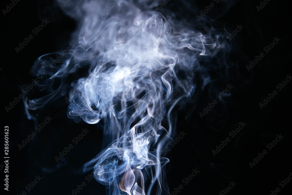 Blue smoke waves on black background Blue smoke waves on black background