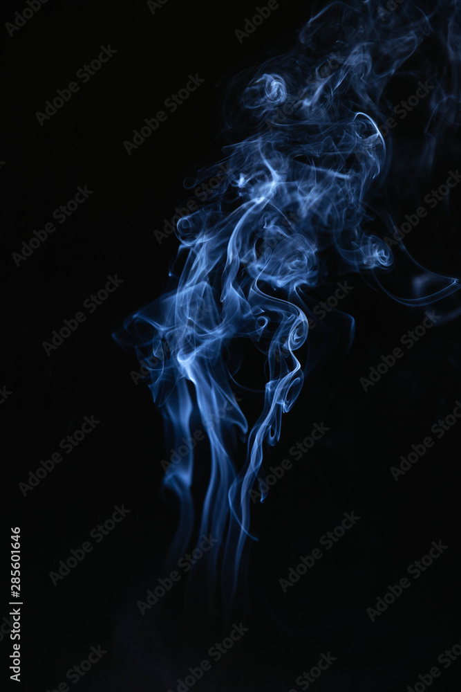 Blue smoke waves on black background Blue smoke waves on black background