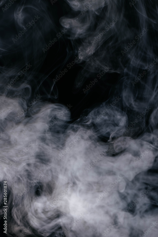 Grey smoke waves on black background Grey smoke waves on black background