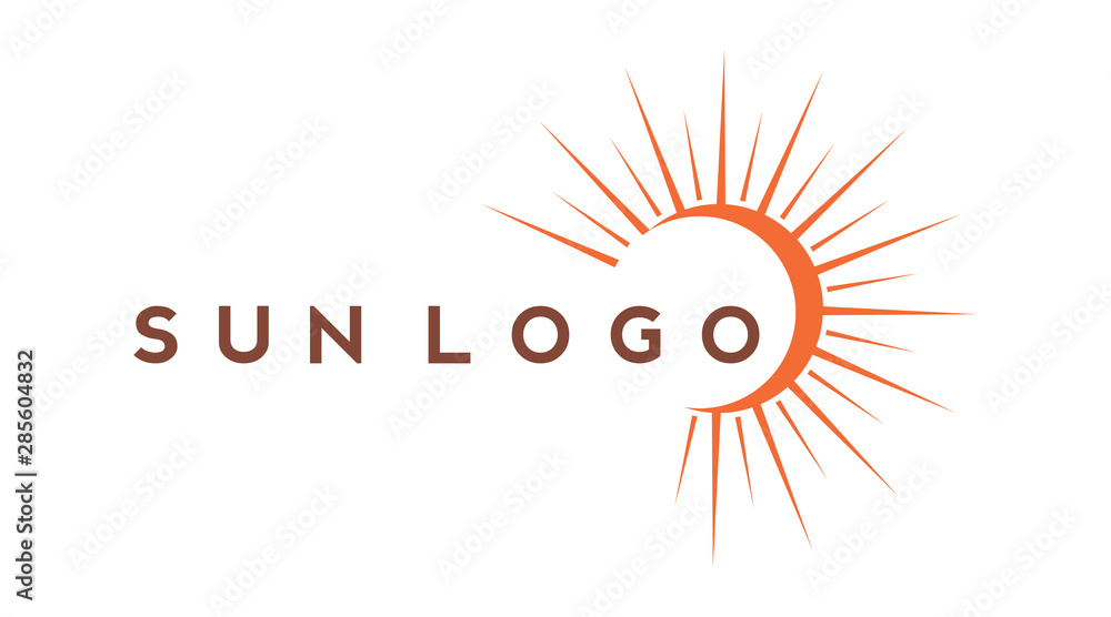sun logo design on the horizon or summer icon or symbol