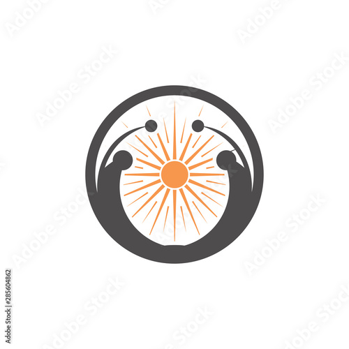 sun logo design on the horizon. summer sign or symbol. Sun icon vector. illustration element.