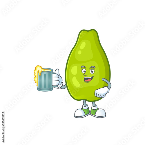 With juice papaya character cartoon with funny face