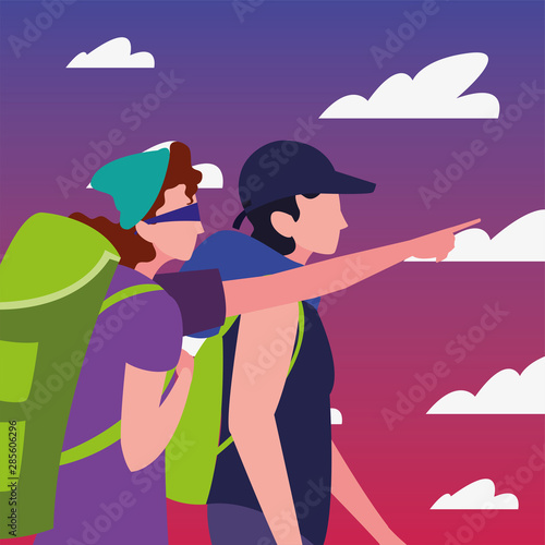 men with backpack hiking wanderlust