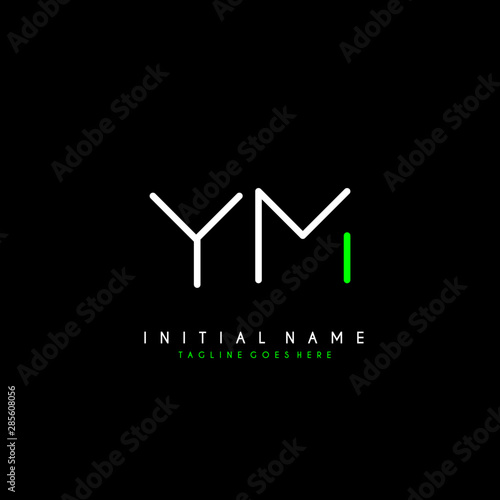 Initial Y M YM minimalist modern logo identity vector