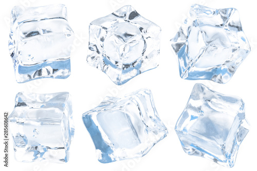 Cubes of ice on a white background. Сollection