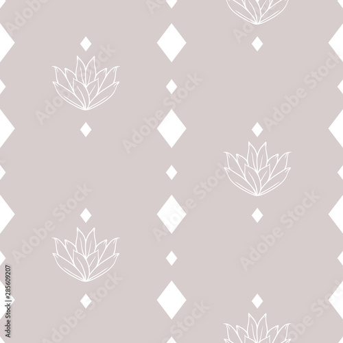 Vector Magical Chained Tiles with Lotus seamless pattern background.