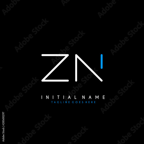 Initial Z N ZN minimalist modern logo identity vector