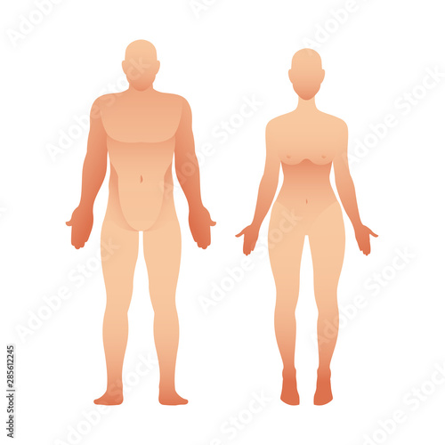 Silhouettes of man and woman front view. Vector human body