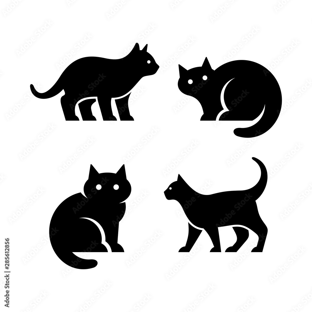 Set of Cat logo. Icon design. Template elements