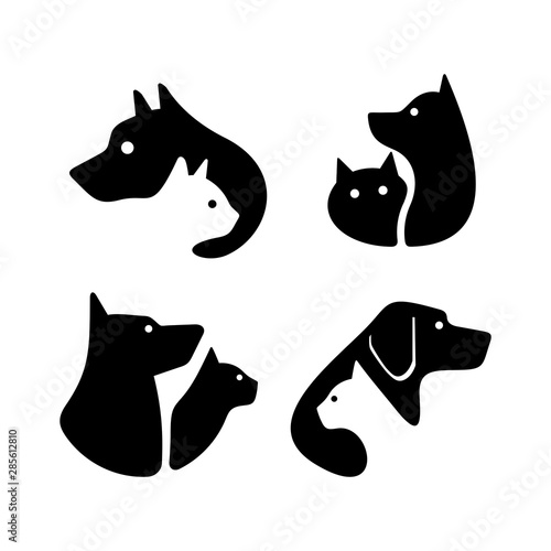 Set of Dog and cat logo. Icon design. Template elements