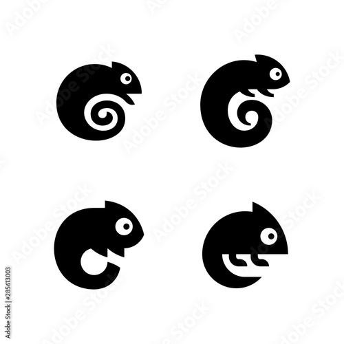 Set of Chameleon Logo. Icon design. Template elements