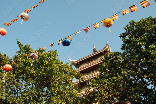 Tower of  Vinh Nghiem Pagoda in Ho Chi Minh City, Vietnam  photo