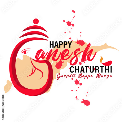 'Happy Ganesh Chaturthi' creative calligraphi for indian festival ganesh chaturthi text and vector of Ganesh ji_Vector,illustration