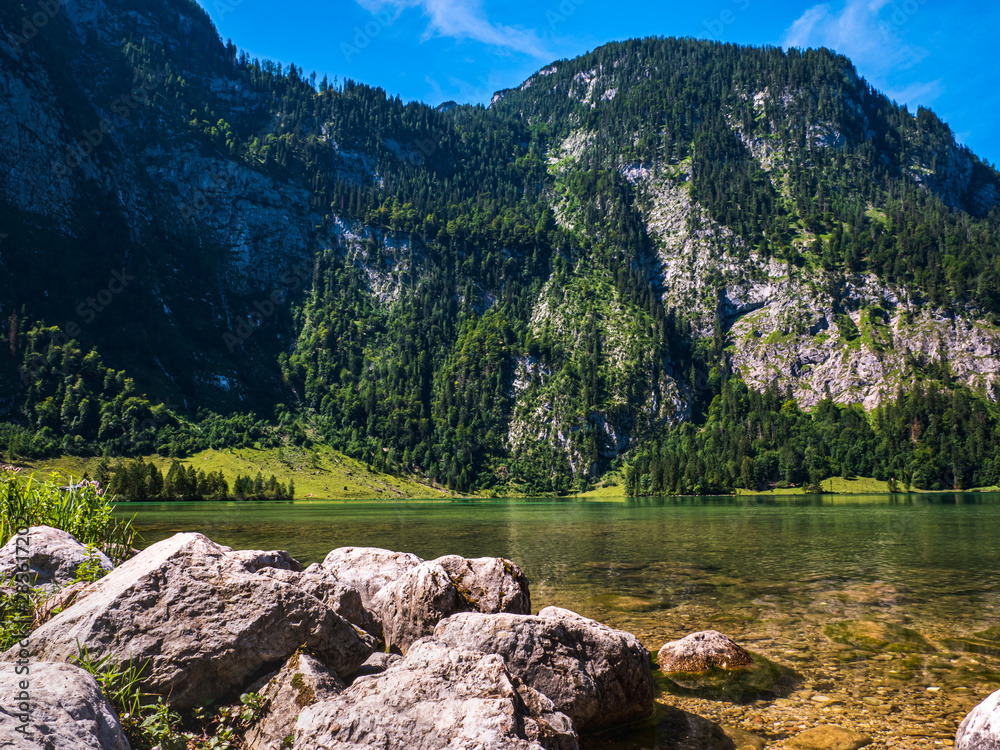 The Königssee as a quite place for hiking and relaxing and to enjoy nature in Germany