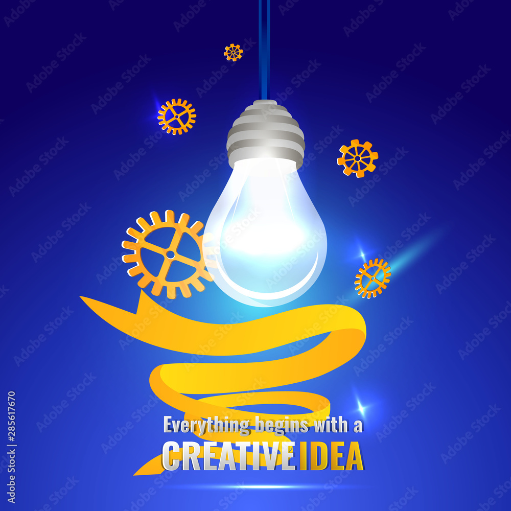 Everything begins with a creative idea poster, cute vector cartoon illustration for web and print. Everything begins with a creative idea poster, cute vector cartoon illustration for web and print.