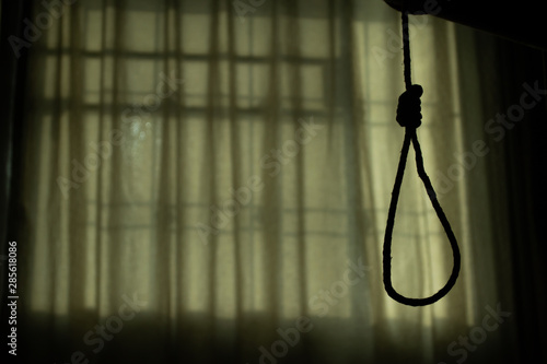 Fototapeta commit suicide concept, Hangman's noose knot with window