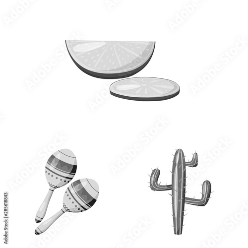 Vector design of fajita and fiesta icon. Set of fajita and celebration vector icon for stock.