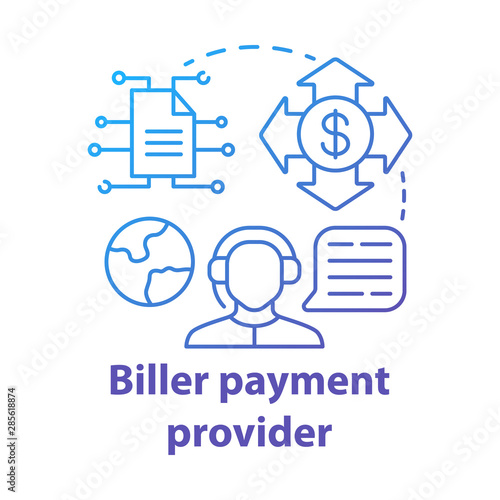 Biller payment provider concept icon. Billing idea thin line illustration. Invoice providing. E-payment for services. Vector isolated outline drawing. Financial customer service. Editable stroke