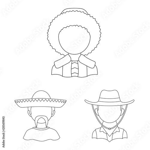 Vector illustration of imitator and resident logo. Set of imitator and culture vector icon for stock.