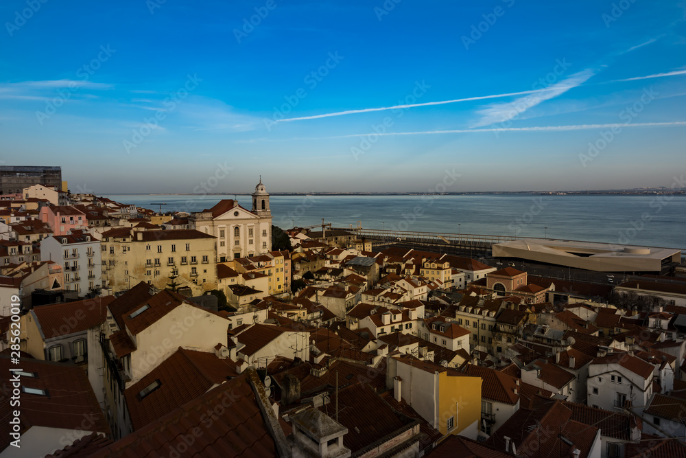 Panoramic iew of Alfama District, Lisbon, Portugal