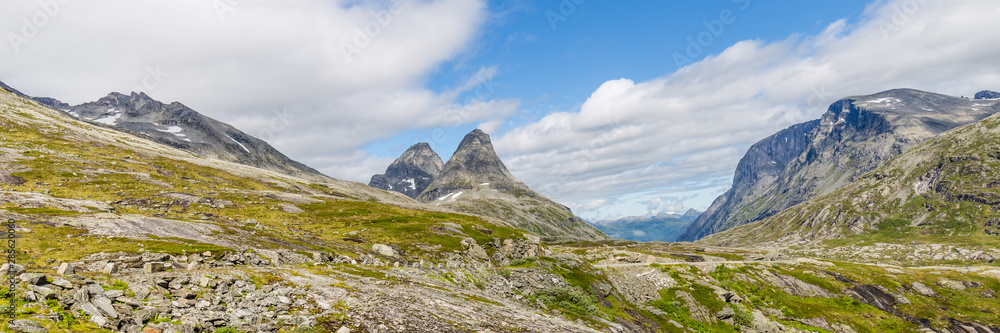 Norwegian mountain landscape along national scenic route Geiranger Trollstigen More og Romsdal county in Norway