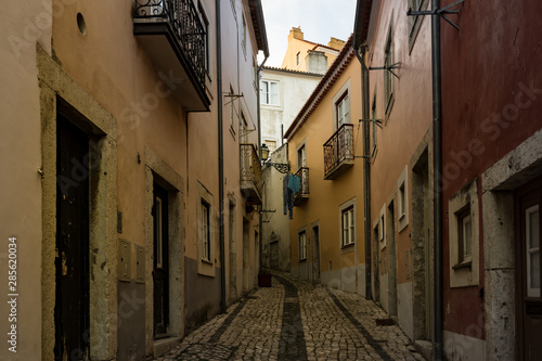 Fototapeta Naklejka Na Ścianę i Meble -  traditional portuguese  street in Lisbon, Old Town of Lisbon, Portugal.