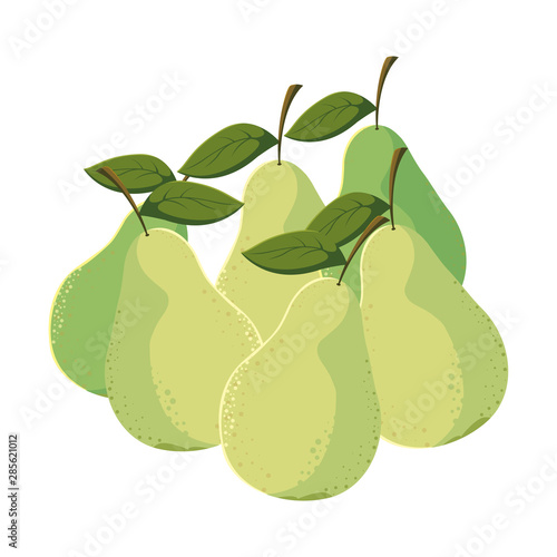 pears fresh fruit in white background