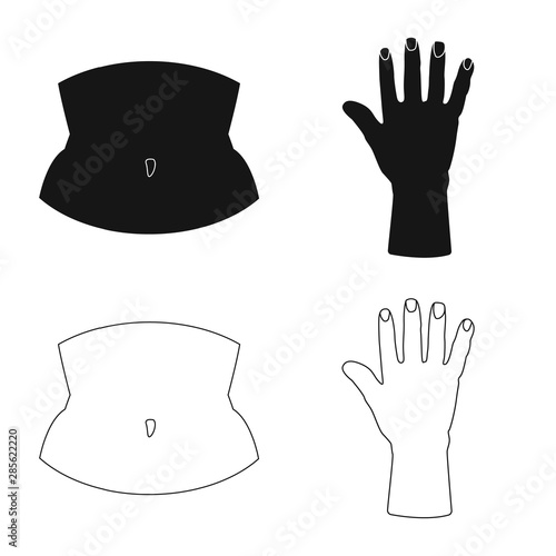 Isolated object of body and part sign. Set of body and anatomy vector icon for stock.