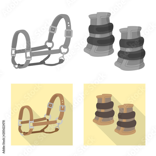 Vector illustration of equipment and riding sign. Set of equipment and competition stock vector illustration.